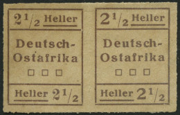 DEUTSCH-OSTAFRIKA III W2 , 1916, 21/2 H. Schwärzlichbraun, Type II Und I, Im Waagerechten Paar, Pracht, Mi. 350.- - África Oriental Alemana