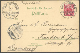 DSWA VS 47b BrfStk, 1897, CAP CROSS Auf Postkarte Mit 10 Pf. Lebhaftrosarot Nach Frankfurt/M., Pracht, R!, Gepr. Czimmek - Africa Tedesca Del Sud-Ovest