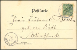 DSWA 2 BRIEF, 1899, 5 Pf. Opalgrün Auf Ansichtskarte Von GOBABIS Nach Windhoek, Marken Etwas Fleckig Sonst Prachtkarte,  - German South West Africa