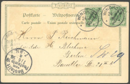 DSWA 2 BRIEF, 1898, 5 Pf. Opalgrün, 2-mal Auf Gruss-aus Karte Von WINDHOEK Nach Berlin, Pracht - Africa Tedesca Del Sud-Ovest