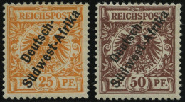 DSWA Ia,II , 1897, 25 Pf. Gelblichorange Und 50 Pf. Lebhaftrötlichbraun, Falzreste, 2 Prachtwerte, Gepr. W. Engel, Mi. 5 - German South West Africa