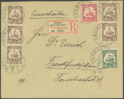 DSWA 11-13 BRIEF, 1901, 3 Pf. (5-mal) Mit 5 Und 10 Pf., Ohne Wz., Auf Portogerechtem Einschreibbrief Von UKAMAS Nach Fra - Africa Tedesca Del Sud-Ovest