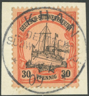 DSWA 16 BrfStk, KHAN Zentrisch Auf 30 Pf., Prachtbriefstück - German South West Africa