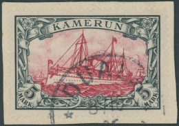 KAMERUN 19 BrfStk, 1900, 5 M. Grünschwarz/rot, Ohne Wz., Stempel DUALA, Prachtbriefstück, Gepr. U.a. Bothe, Mi. 600.- - Kamerun