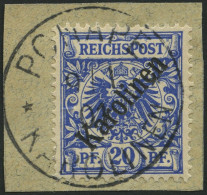 KAROLINEN 4I BrfStk, 1899, 20 Pf. Diagonaler Aufdruck, Prachtbriefstück, Gepr. Steuer, Mi. 160.- - Carolines