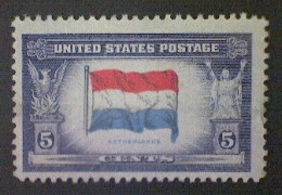 United States, Scott #913, Used(o), 1943, Netherlands,  5¢, Dark Blue Frames - Oblitérés