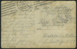 MSP VON 1914 - 1918 (Großer Kreuzer HANSA), 9.10.1914, Violetter Briefstempel, Feldpost-Ansichtskarte Von Bord Der Hansa - Marittimi