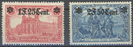 ETAPPENGEBIET WEST 11IB,12Bb , 1916, 1 F. 25 C. Auf 1 M., Type I, Gezähnt B Und 2 F. 50 C. Auf 2 M. Kobalt, Gezähnt B, F - Occupation 1914-18