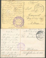 FELDPOST I.WK 1917, 2 Feldpostkarten Mit Violetten Briefstempeln SCHUTZ-STAFFEL 13 Bzw. BAYER. SCHUTZSTAFFEL 25, Pracht - Besetzungen 1914-18