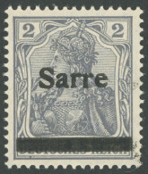 SAARGEBIET A 1 , 1920, 2 Pf. Dunkelblaugrau (schraffierter Hintergrund) Aufdruck Irrtümlich Auf Dt. Reich Mi.Nr. 83I Sta - Altri & Non Classificati