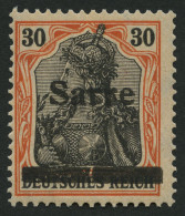 SAARGEBIET 10yIA , 1920, 30 Pf. Dunkelrotorange/schwarz Auf Orangeweiß, Type I, In Der Mitte Senkrecht Geteilter Balken, - Other & Unclassified
