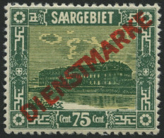 SAARGEBIET D 10PF XXII , 1922, 75 C. Dunkelbläulichgrün/orangeweiß Mit Abart Punkt Auf Der Einfassunglinie über Innenrah - Other & Unclassified