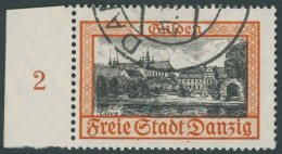 FREIE STADT DANZIG 297 O, 1938, 1 G. Gelblichrot/schwarz, Wz. 5, Linkes Randstück, Pracht, Gepr. Gruber, Mi. (140.-) - Other & Unclassified