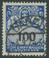 PORTOMARKEN P 37III O, 1923, 100 Pf. Dunkelkobalt Mit Plattenfehler Erste 0 Unten Offen, Stumpfer Zahn Sonst Pracht, Kur - Otros & Sin Clasificación