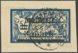 MEMELGEBIET 30 BrfStk, 1920, 3 M. Auf 5 Fr. Dunkelblau/hellbraunocker, Prachtbriefstück, Kurzbefund Haslau, Mi. 90.- - Memel (Klaïpeda) 1923
