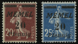 MEMELGEBIET 56/7 , 1922, 20 Pf. Auf 20 C. Graubraun Und 20 Pf. Auf 25 C. Blau, 2 Postfrische Prachtwerte, Mi. 90.- - Memel (Klaïpeda) 1923