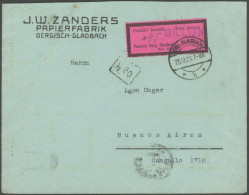 DEUTSCHE LOKALAUSGABEN 1AIII BRIEF, BERGISCH GLADBACH: 1923, 45 Mio., Dreiseitig Gezähnter Gebührenzettel, Wertangabe MI - Storia Postale