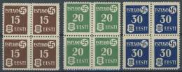 ESTLAND 1-3x VB , 1941, Landespost, Gestrichenes Papier, In Viererblocks, Postfrisch, Pracht, Mi. 240.- - Occupation 1938-45