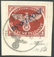 FELDPOSTMARKEN 10BbI BrfStk, 1944, Agramer Aufdruck, Durchstochen, Aufdruck Dunkelblau, Prachtbriefstück, Gepr. Pickenpa - Occupation 1938-45