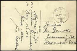 FELDPOST II. WK BELEGE 21.3.1939, Feldpost-Ansichtskarte: Herzliche Grüße Von Unserem Einmarsch In Prag Sendet Euch...., - Occupation 1938-45