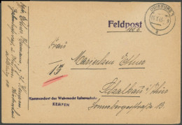 FELDPOST II. WK BELEGE 1945, Feldpostbrief Mit L1 KOMMANDANT DER WEHRMACHT REISEVERKEHR Und KEMPEN, Handschriftlicher Ab - Occupation 1938-45