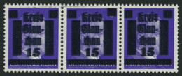 GLAUCHAU 5aDDI , 1945, 15 Auf 6 Pf. Lebhaftblauviolett Doppelaufdruck Im Waagerechten Dreierstreifen, Ein Wert Mit Abart - Privatpost