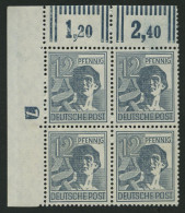 ALLIIERTE BES. 947DZ , 1947, 12 Pf. Grau Mit Druckereizeichen 7 (negativ) Im Oberen Linken Eckrandviererblock, Pracht - Altri & Non Classificati