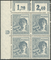 ALLIIERTE BES. 947DZ , 1947, 12 Pf. Dunkelgrautürkis, Obere Linke Bogenecke Mit Druckereizeichen 8, Postfrisch, Pracht - Altri & Non Classificati