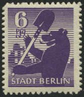 BERLIN UND BRANDENBURG 2Bb , 1945, 6 Pf. Dunkelgrauviolett, Durchstochen, Pracht, Kurzbefund Ströh, Mi. 600.- - Andere & Zonder Classificatie