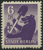 BERLIN UND BRANDENBURG 2Bb , 1945, 6 Pf. Dunkelgrauviolett, Durchstochen, Pracht, Kurzbefund Ströh, Mi. 600.- - Altri & Non Classificati