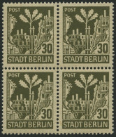 BERLIN UND BRANDENBURG 7Ab VB , 1945, 30 Pf. Schwärzlichbraunoliv, Im Viererblock, Pracht, Gepr. Dr. Jasch, Mi. 160.- - Andere & Zonder Classificatie