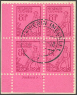 MECKLENBURG-VORPOMMERN 11xa DZ BrfStk, 1945, 8 Pf. Magenta Im Unteren Linken Eckrandviererblock Mit Druckerzeichen, Prac - Otros & Sin Clasificación