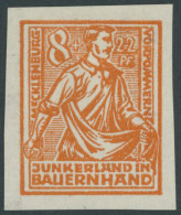 MECKLENBURG-VORPOMMERN 24PIIU , 1945, Probedruck: 8 Pf. Orange, Pergamentpapier, Ungezähnt, Pracht, Mi. 180.- - Sonstige & Ohne Zuordnung