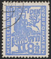 MECKLENBURG-VORPOMMERN 27a O, 1945, 8 Pf. Hellultramarin Kinderhilfe, Pracht, Gepr. Kramp, Mi. 60.- - Autres & Non Classés