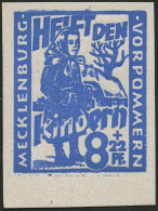 MECKLENBURG-VORPOMMERN 27aDDU , 1945, 8 Pf. Hellultramarin Kinderhilfe, Doppeldruck, Ungezähnt, Pracht, Gepr. Kramp, Mi. - Altri & Non Classificati