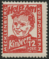 MECKLENBURG-VORPOMMERN 28b , 1945, 12 Pf. Dunkelrosa Kinderhilfe, Pracht, Gepr. Kramp, Mi. 80.- - Sonstige & Ohne Zuordnung