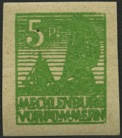 MECKLENBURG-VORPOMMERN 32yb , 1946, 5 Pf. Schwärzlichgelblichgrün, Graues Papier, Pracht, Fotoattest Kramp, Mi. 1400.- - Otros & Sin Clasificación