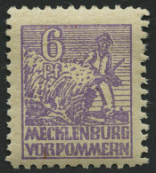 MECKLENBURG-VORPOMMERN 33ye , 1946, 6 Pf. Grauviolett, Graues Papier, Mit Rückseitigem Abklatsch, Pracht, Gepr. Kramp, M - Sonstige & Ohne Zuordnung