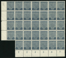 PROVINZ SACHSEN 73Yy , 1945, 1 Pf. Schwärzlichgrünlichblau, Wz. 1Y, Fluoreszierende Gummierung, 34x Im Bogenteil, Pracht - Andere & Zonder Classificatie