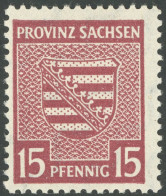 PROVINZ SACHSEN 80Xa , 1945, 15 Pf. Mittellilakarmin, Wz. 1X, Postfrisch, Pracht, Mi. 280.- - Sonstige & Ohne Zuordnung