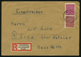 PROVINZ SACHSEN 80Ya,84Xa BRIEF, 1945, 40 Pf. Dunkellilarosa, Wz. 1X Und 15 Pf. Mittellilakarmin, Wz. 1Y, Auf Einschreib - Autres & Non Classés