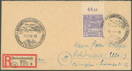 PROVINZ SACHSEN 89A BRIEF, 1946, 42 Pf. Wiederaufbau, Gezähnt, Oberrandstück, Einzelfrankatur Auf Einschreibbrief Mit So - Other & Unclassified