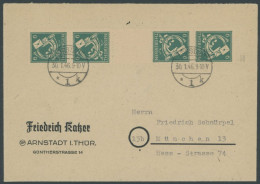 THÜRINGEN 95A SKZ BRIEF, 1945, 6 Pf. Dunkelgrün Im Senkrechten Viererstreifen Mit Kehrdruckpaar Mit Zwischensteg Auf Bri - Altri & Non Classificati