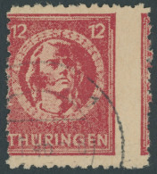 THÜRINGEN 97AXar O, 1945, 12 Pf. Karminrot, Vollgummierung, Hellchromgelbes Papier, Dicke Gummierung, Feinst (kleiner Za - Other & Unclassified