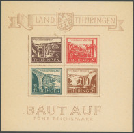 THÜRINGEN Bl. 4a , 1946, Brückenblock, Type III, Postfrisch, Pracht, Mi. 450.- - Autres & Non Classés