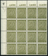 WEST-SACHSEN 135YI , 1945, 30 Pf. Bräunlicholiv, Wz. 1Y, Im 16er-Block, Dabei Feld 33 Mit Abart Weißer Fleck Unten Am U  - Autres & Non Classés