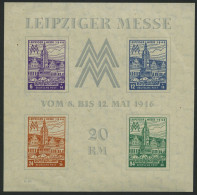 WEST-SACHSEN Bl. 5YZa , 1946, Block Leipziger Messe, Wz. Stufen Steil Steigend, Type V, Leichte Randstauchungen Und Etwa - Otros & Sin Clasificación