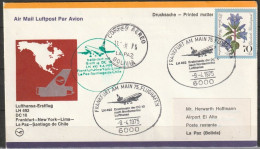 BRD Flugpost / Erstflug LH 492 DC10 Frankfurt - La Paz 9.4.1975 Ankunftstempel 11.4.1975 ( FP 102) - First Flight Covers