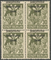 ALLGEMEINE-AUSGABEN 206bwaz VB , 1948, 30 Pf. Schwärzlichbraunoliv Im Viererblock, Postfrisch, Pracht, Kurzbefund Dr. Ru - Sonstige & Ohne Zuordnung