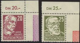 ALLGEMEINE-AUSGABEN 219,221 RL 1 , 1948, 20 Pf. Kollwitz Und 25 Pf, Virchow, Je Aus Der Rechten Oberen Bogenecke Mit And - Other & Unclassified